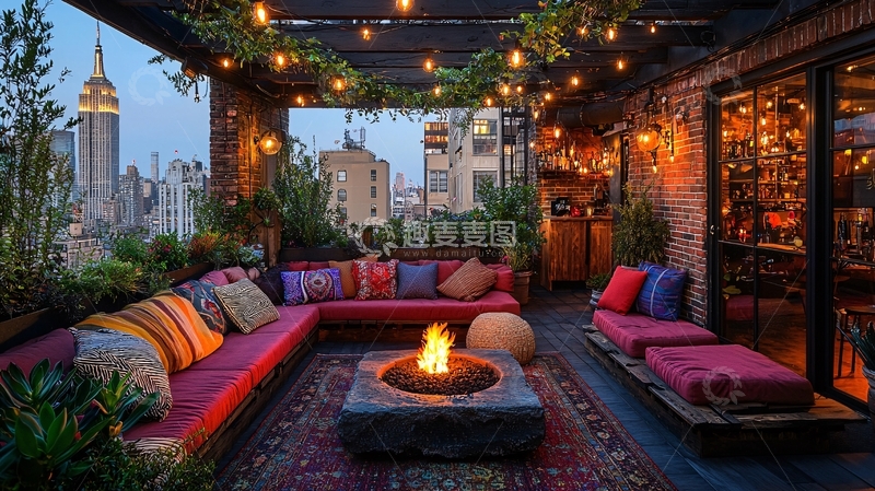 高清大图下载【趣麦麦图】夜景露台