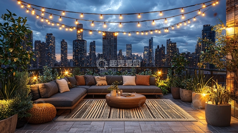 高清大图下载【趣麦麦图】夜景露台
