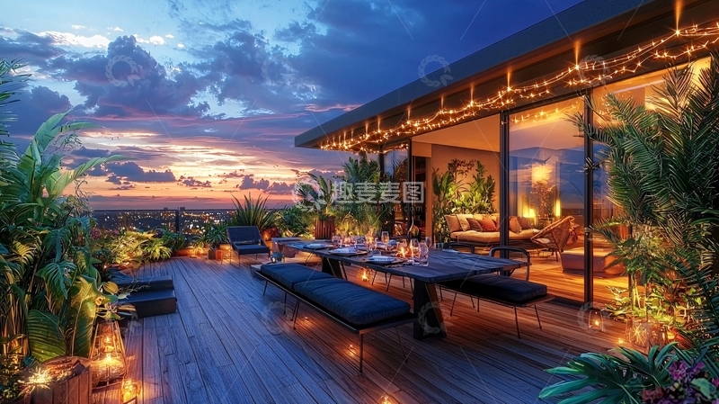 高清大图下载【趣麦麦图】夜景露台