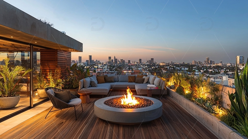 高清大图下载【趣麦麦图】城市夜景露台