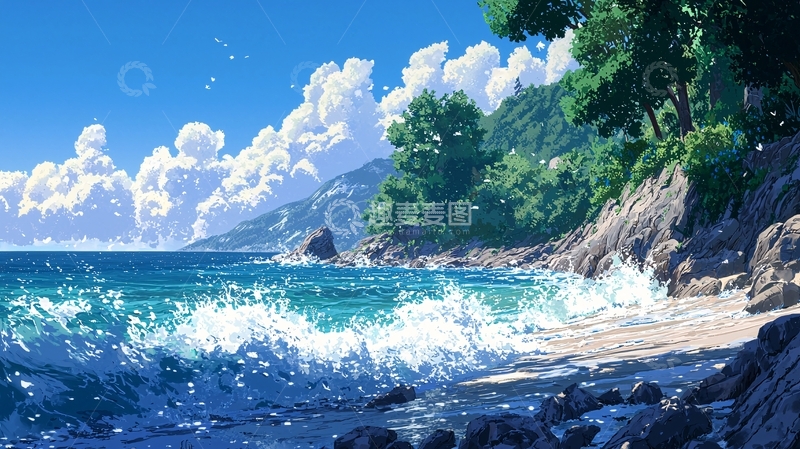 高清大图下载【趣麦麦图】阳光沙滩海浪37