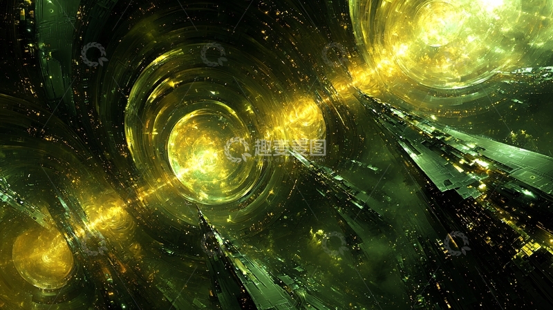 高清大图下载【趣麦麦图】抽象绿色宇宙飞船