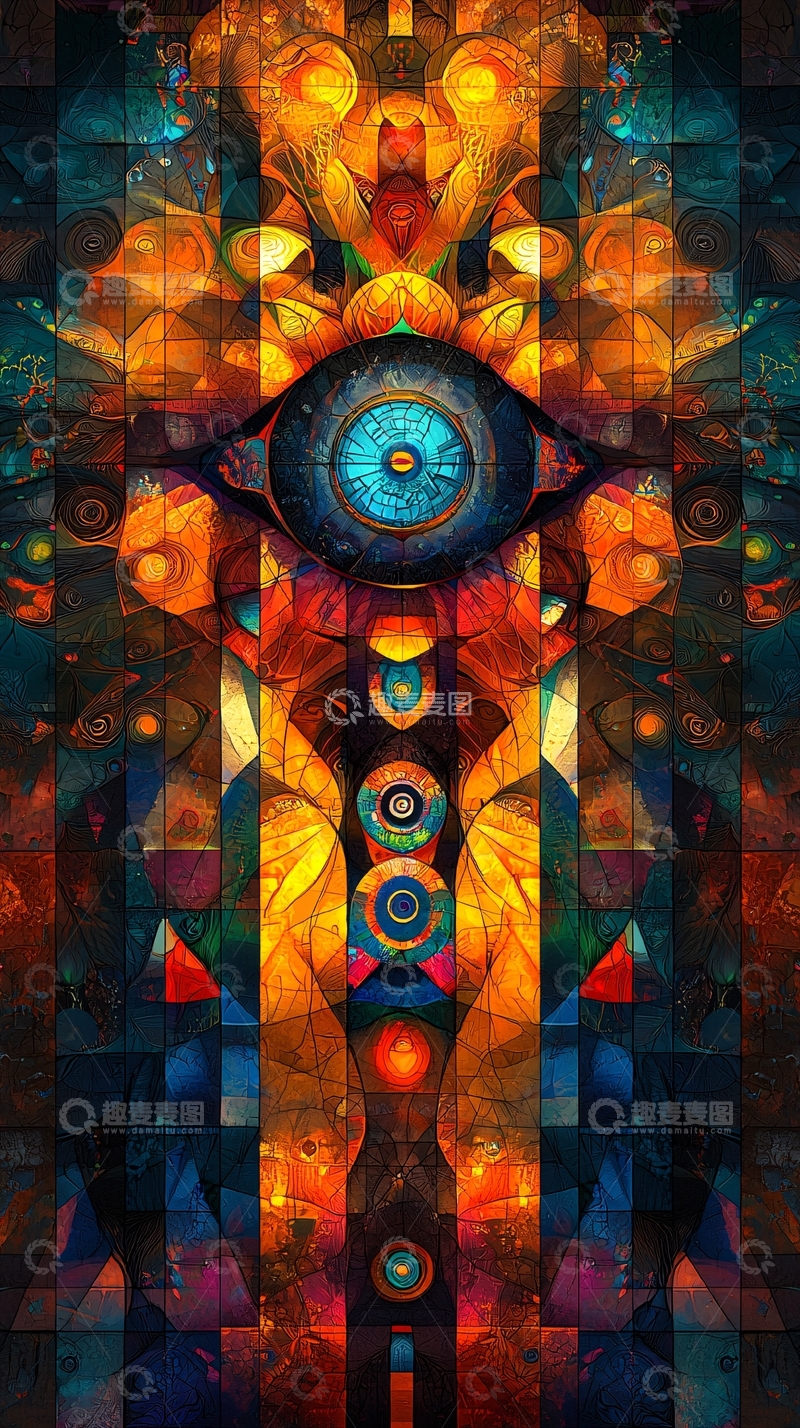 高清大图下载【趣麦麦图】抽象彩色眼睛