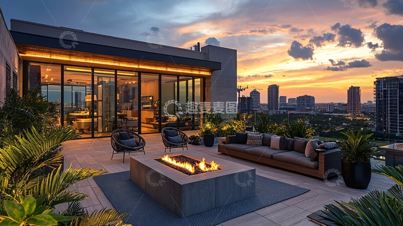 高清大图下载【趣麦麦图】高端住宅顶层露台