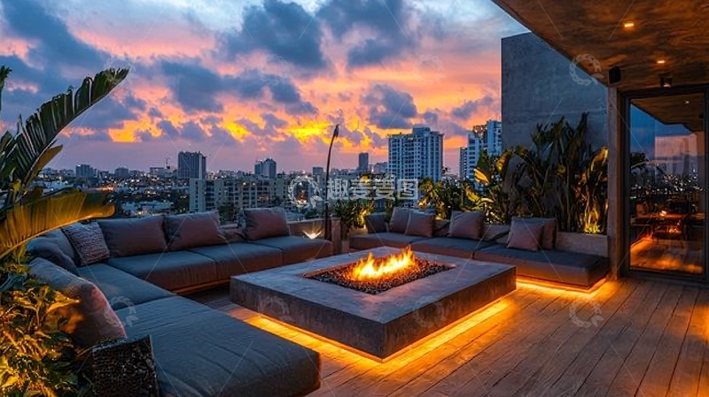 高清大图下载【趣麦麦图】高端公寓露台夜景