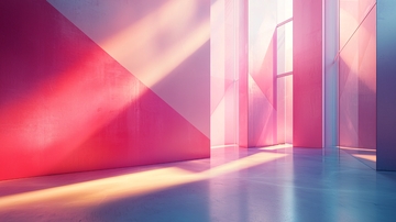 光线透过粉色几何空间