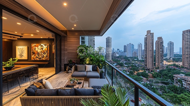 高清大图下载【趣麦麦图】高端公寓阳台夜景