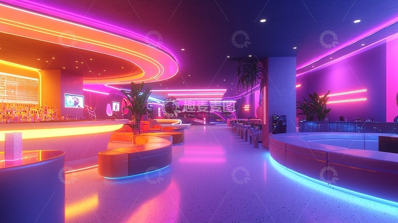 高清大图下载【趣麦麦图】霓虹灯酒吧夜景
