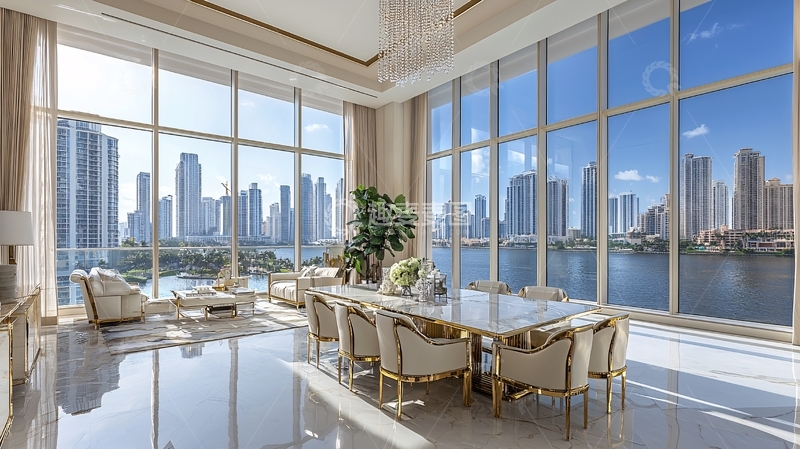 高清大图下载【趣麦麦图】落地窗外城市天际线