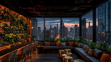 高层建筑夜景酒吧