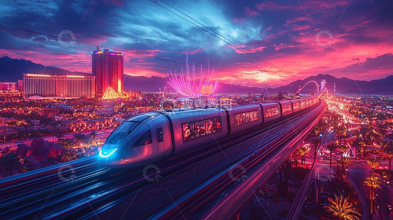 高清大图下载【趣麦麦图】未来科技感城市列车