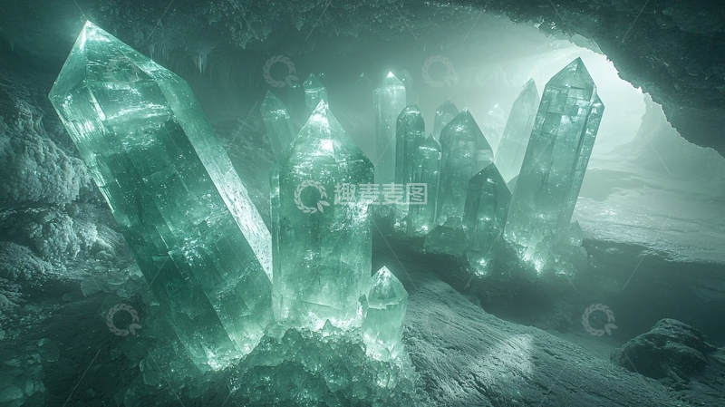 高清大图下载【趣麦麦图】-幽绿晶洞奇幻景象