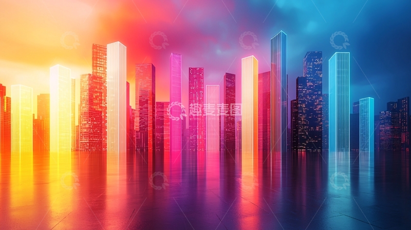 高清大图下载【趣麦麦图】霓虹灯城市夜景