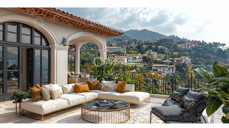 高清大图下载【趣麦麦图】山顶别墅户外休闲区