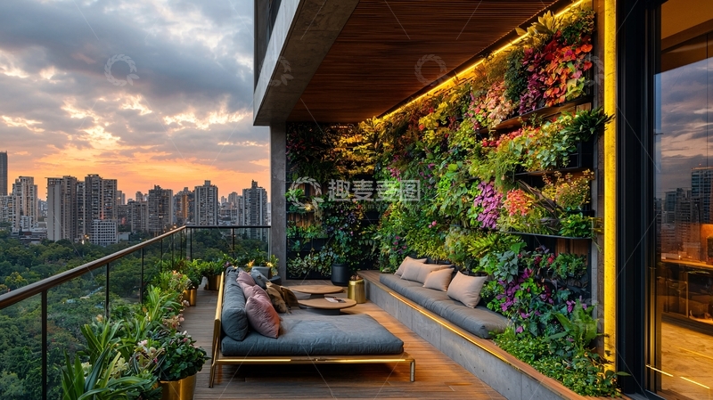 高清大图下载【趣麦麦图】高层公寓阳台花园景观