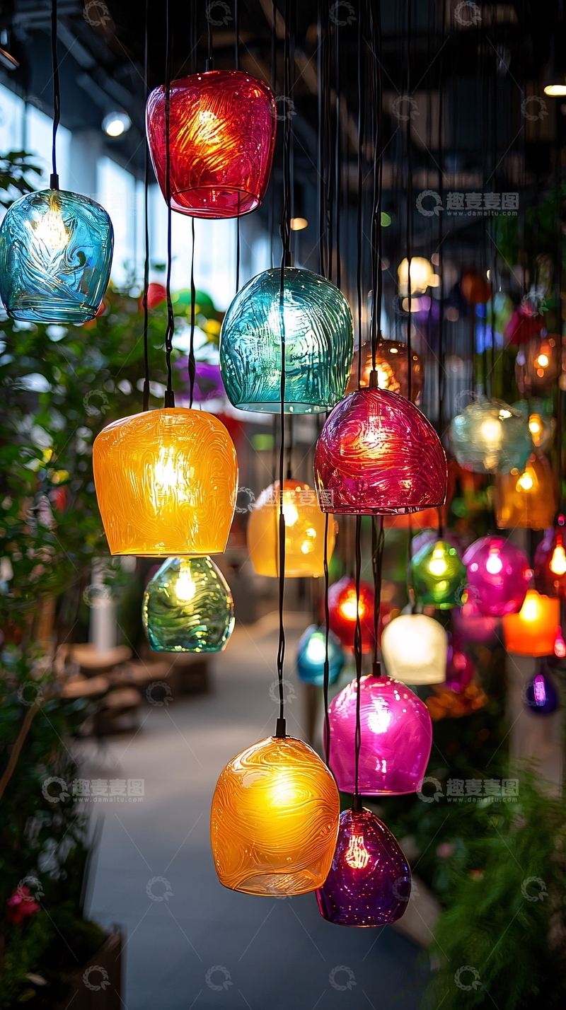 高清大图下载【趣麦麦图】彩色玻璃吊灯