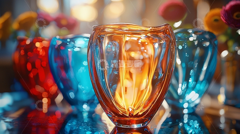高清大图下载【趣麦麦图】彩色玻璃花瓶