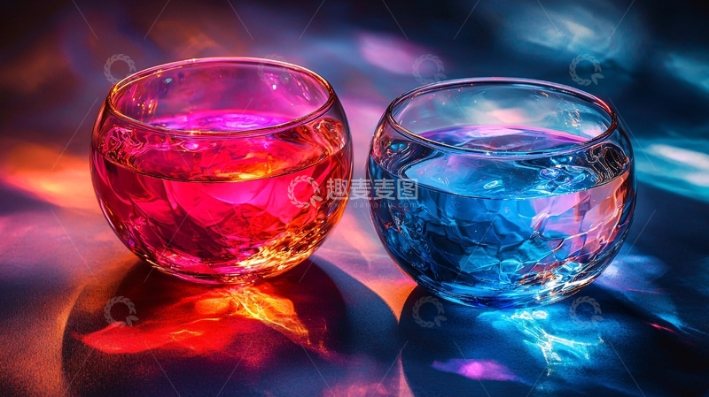 高清大图下载【趣麦麦图】彩色液体玻璃杯