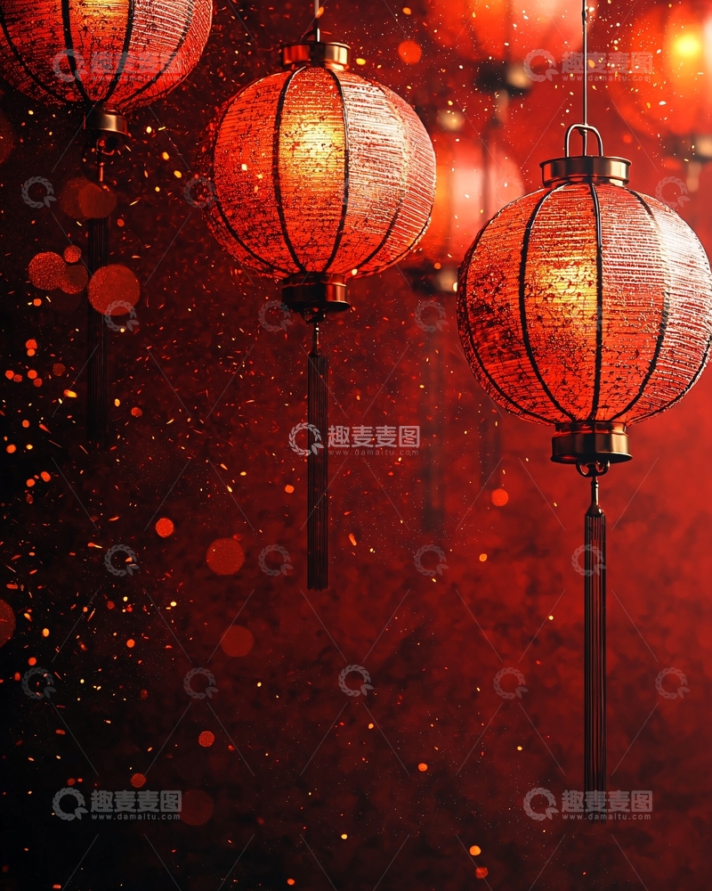 高清大图下载【趣麦麦图】红色灯笼喜庆节日氛围