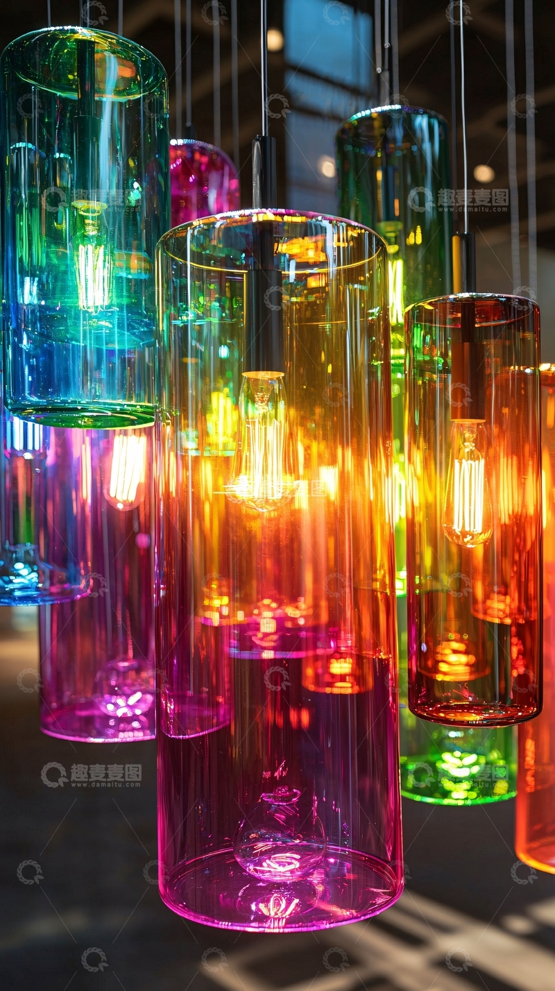 高清大图下载【趣麦麦图】彩色玻璃吊灯