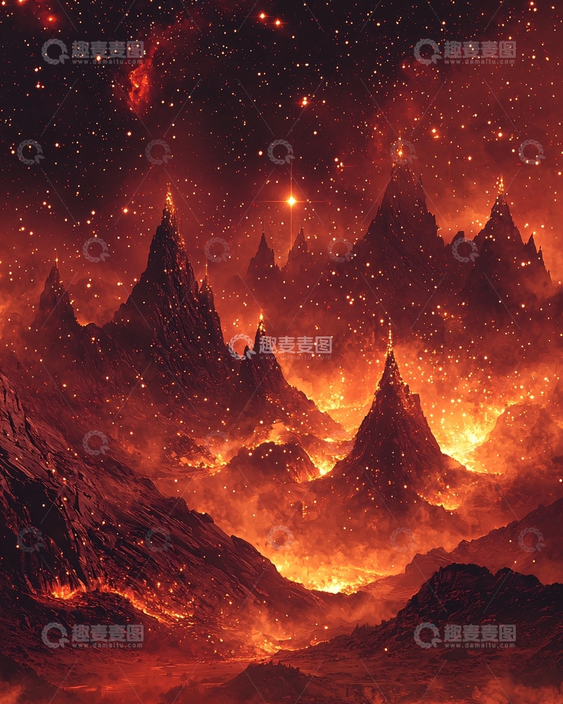 高清大图下载【趣麦麦图】燃烧的火焰山脉