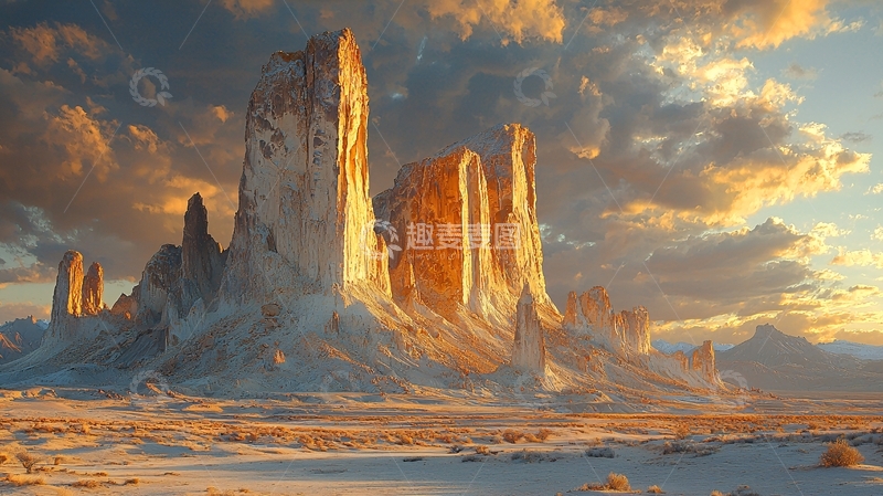 高清大图下载【趣麦麦图】日落时分荒凉山峰