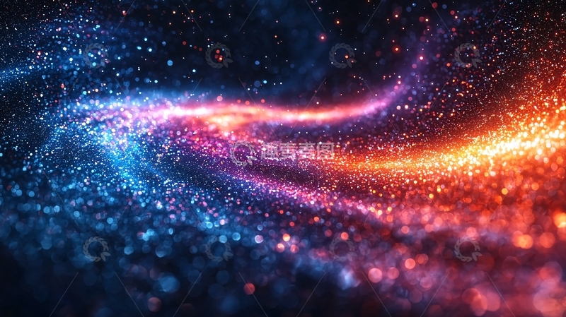 高清大图下载【趣麦麦图】蓝色和橙色星光粒子流
