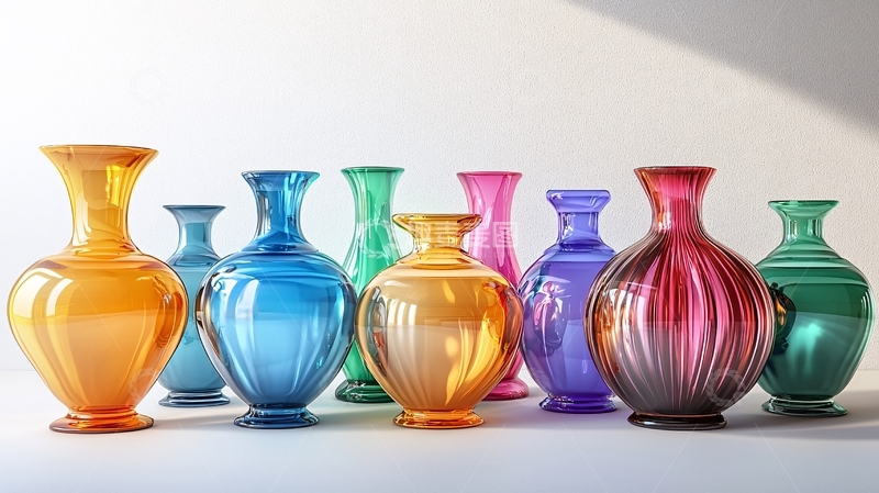高清大图下载【趣麦麦图】彩色玻璃花瓶