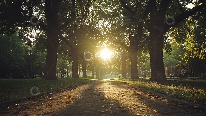 高清大图下载【趣麦麦图】阳光透过树林小路