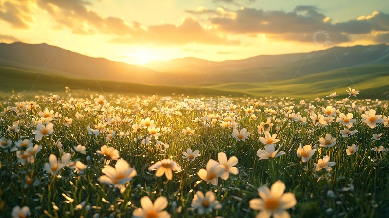 高清大图下载【趣麦麦图】日出山峦花海