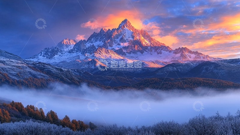 高清大图下载【趣麦麦图】雪山日出70