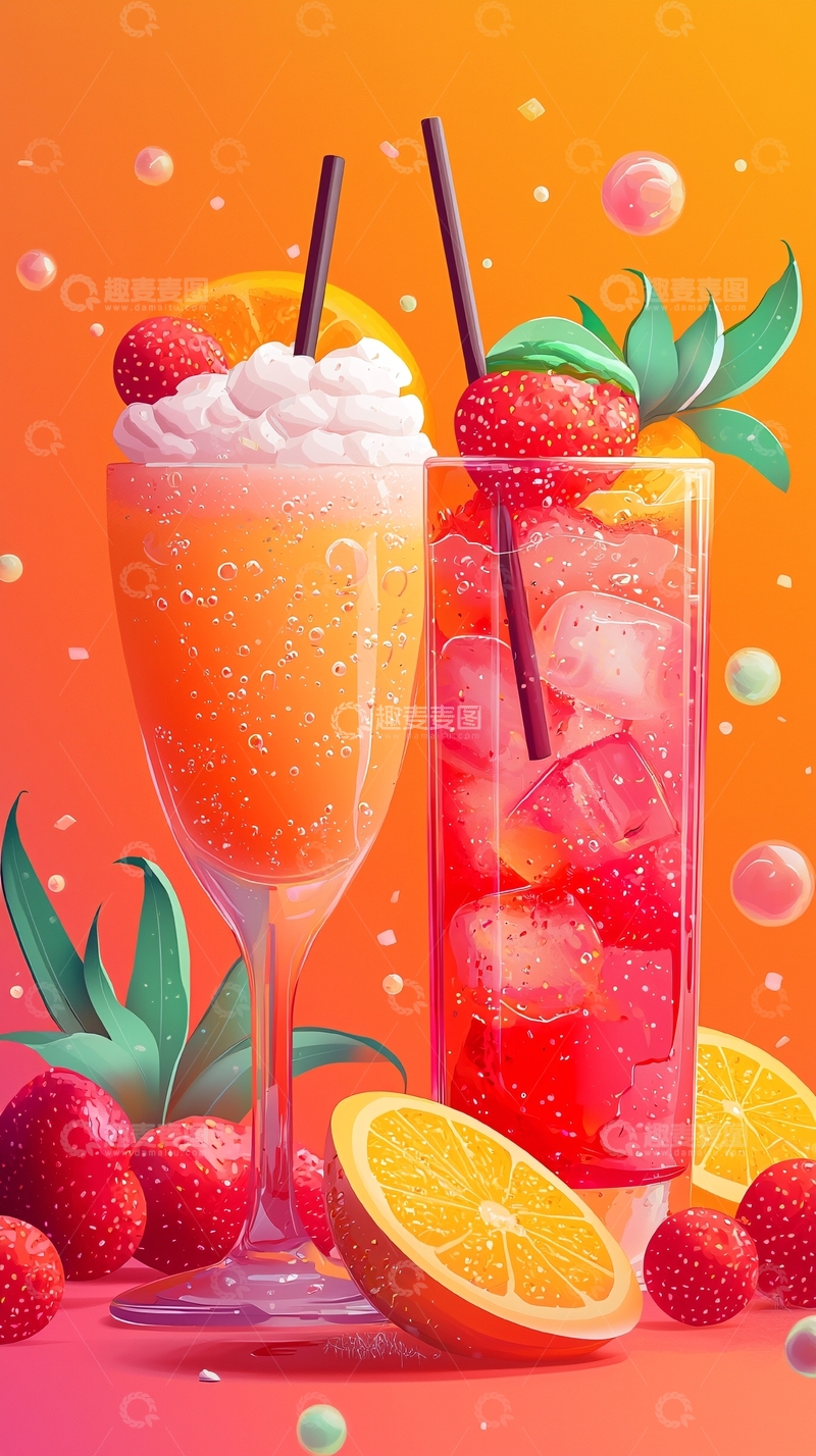 高清大图下载【趣麦麦图】夏季水果饮料