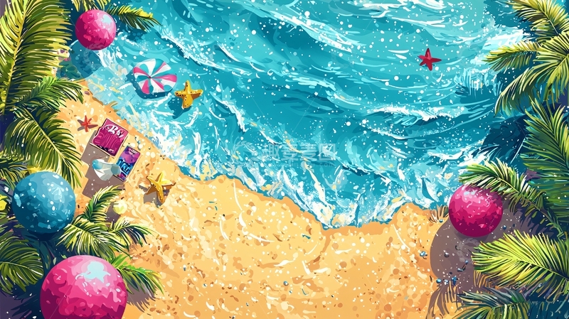 高清大图下载【趣麦麦图】热带海滩圣诞节装饰