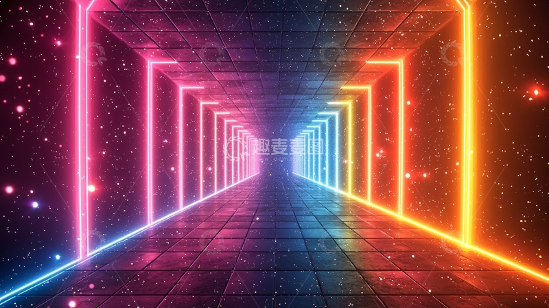 高清大图下载【趣麦麦图】霓虹灯隧道