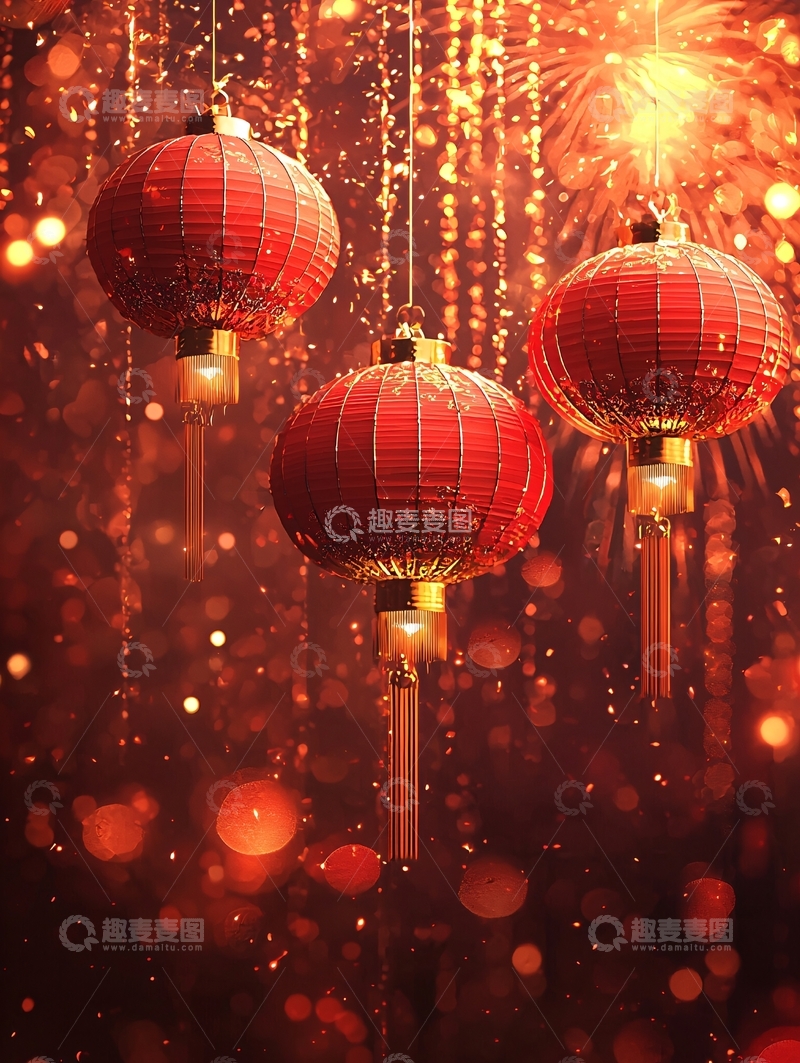 高清大图下载【趣麦麦图】红灯笼喜庆背景