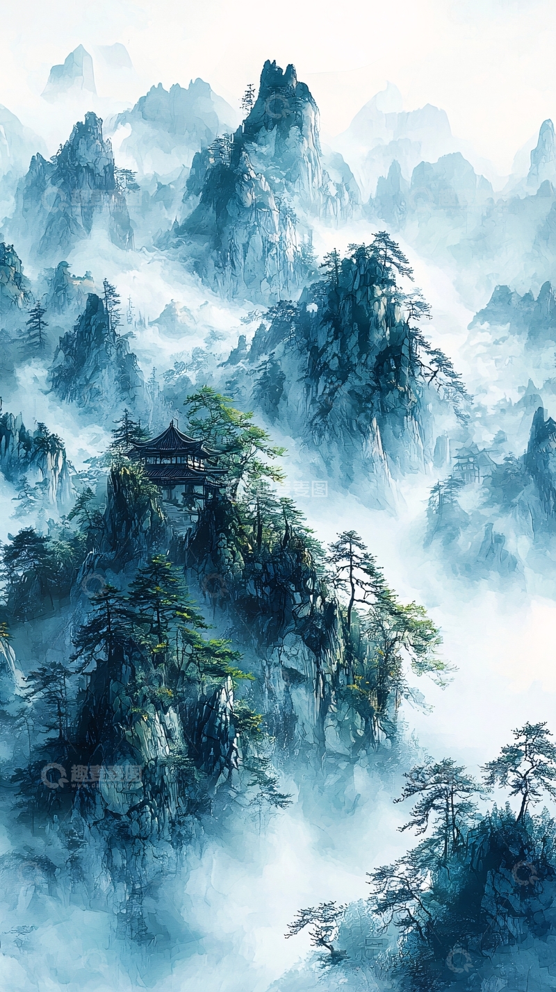 高清大图下载【趣麦麦图】水墨画山水