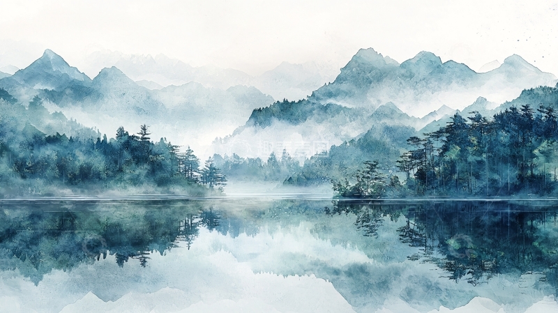 高清大图下载【趣麦麦图】水墨山水画594