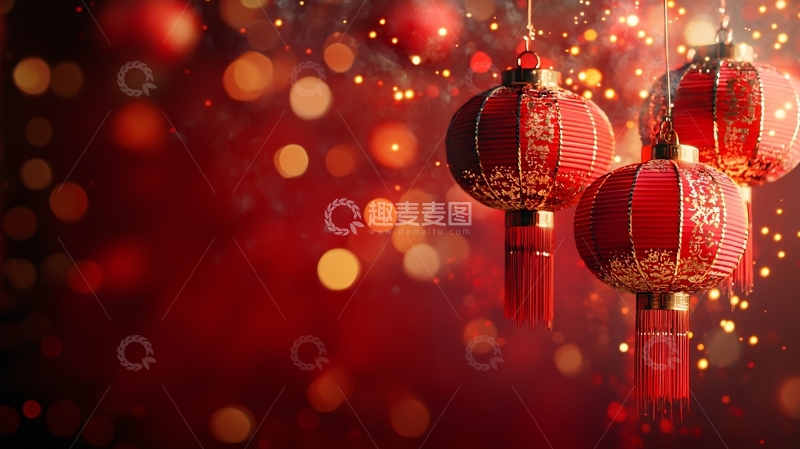 高清大图下载【趣麦麦图】红灯笼新年背景