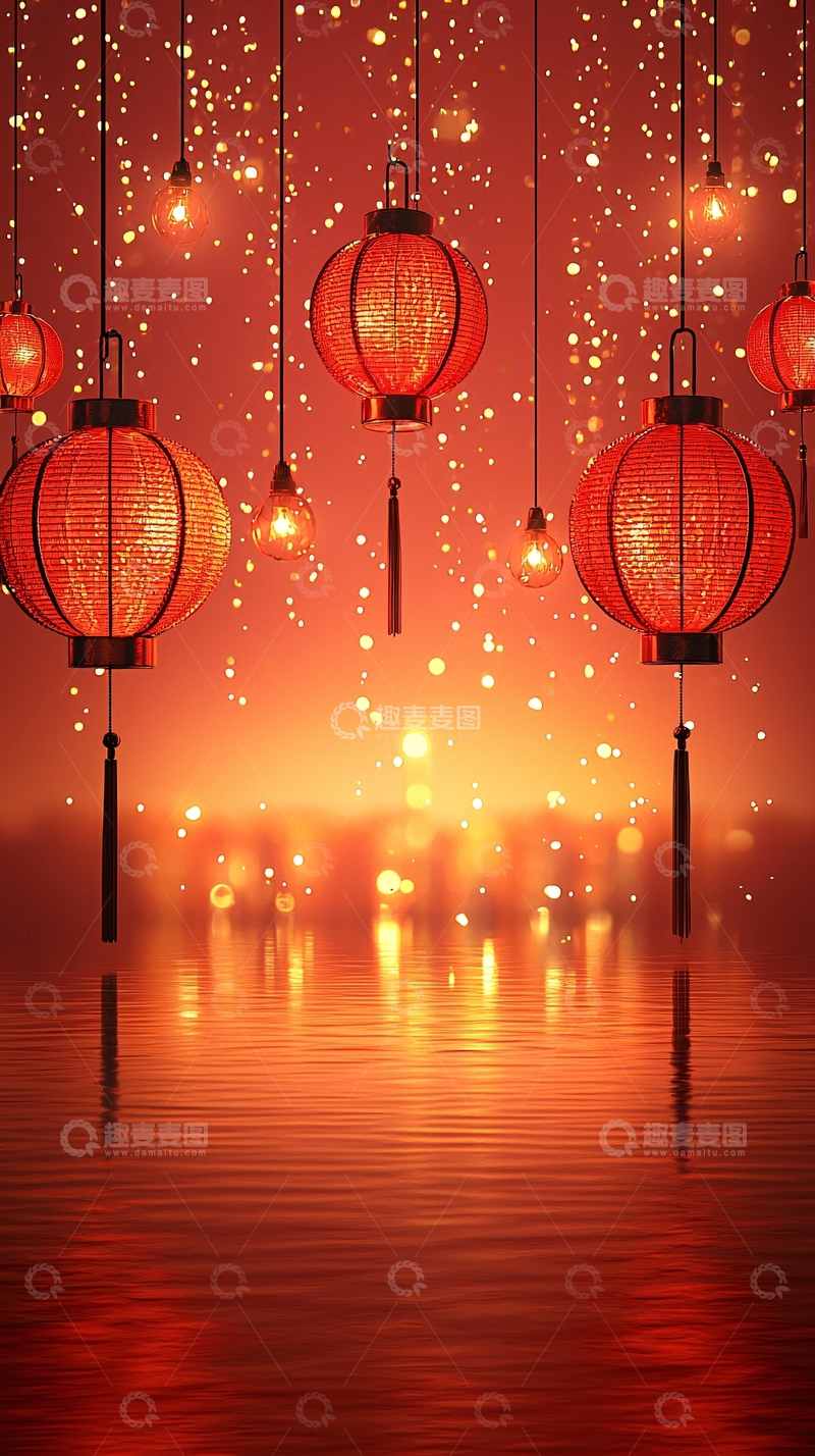 高清大图下载【趣麦麦图】红灯笼夜景