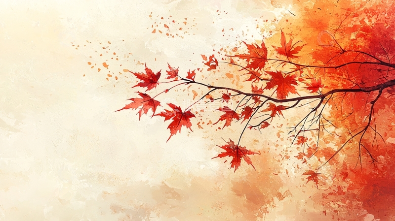 高清大图下载【趣麦麦图】红叶枝头水墨画