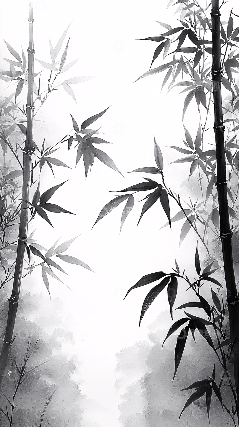 高清大图下载【趣麦麦图】水墨画竹子