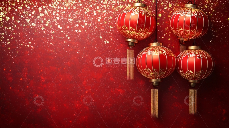 高清大图下载【趣麦麦图】红灯笼新年背景