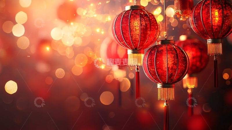 高清大图下载【趣麦麦图】喜庆的红色灯笼背景