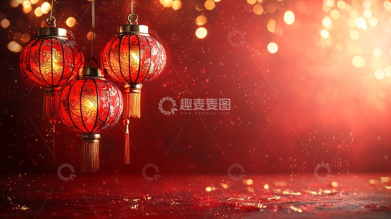 高清大图下载【趣麦麦图】红灯笼喜庆背景