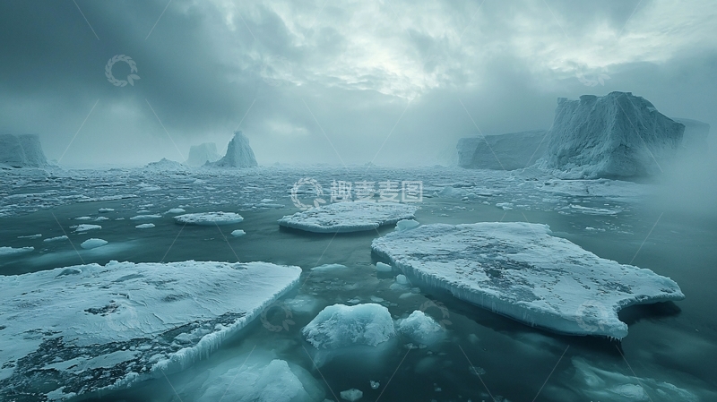高清大图下载【趣麦麦图】极地冰川雾霭景象