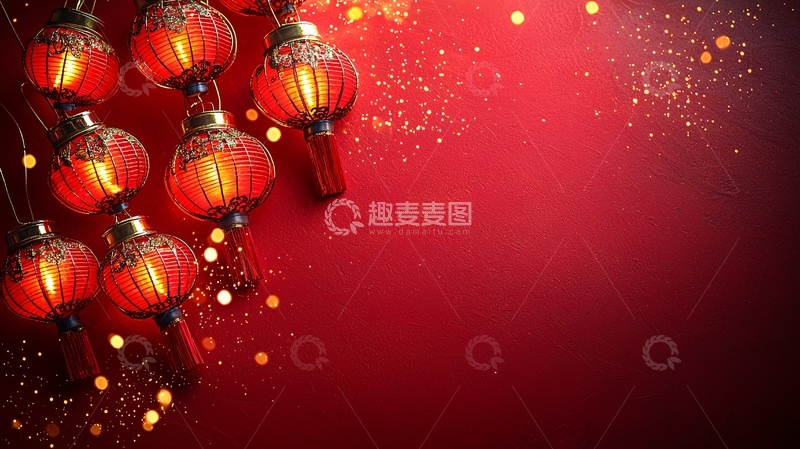 高清大图下载【趣麦麦图】红灯笼喜庆背景