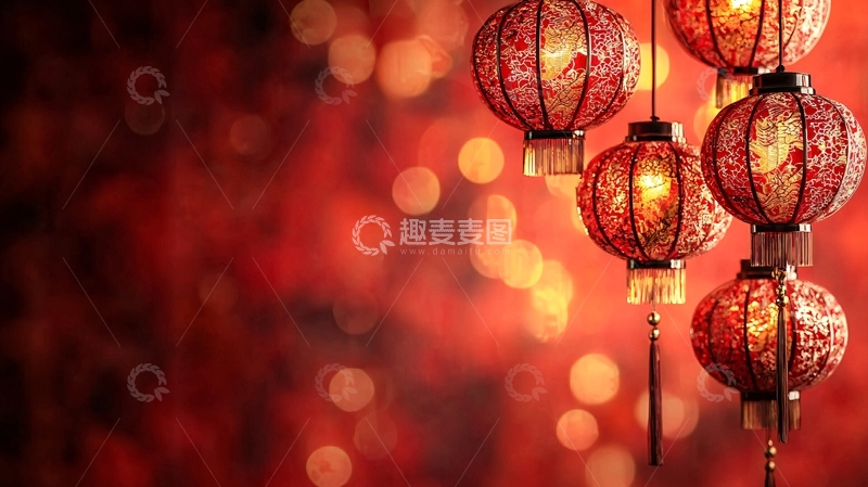 高清大图下载【趣麦麦图】红灯笼喜庆背景图