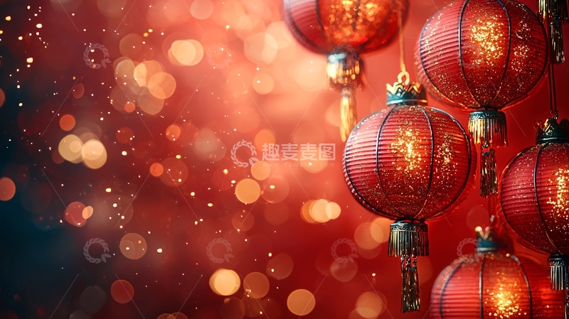 高清大图下载【趣麦麦图】红灯笼喜庆背景图