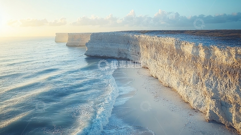 高清大图下载【趣麦麦图】日出时分壮丽的白色悬崖