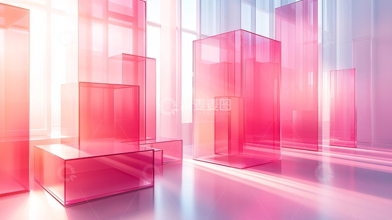 高清大图下载【趣麦麦图】粉色玻璃方块